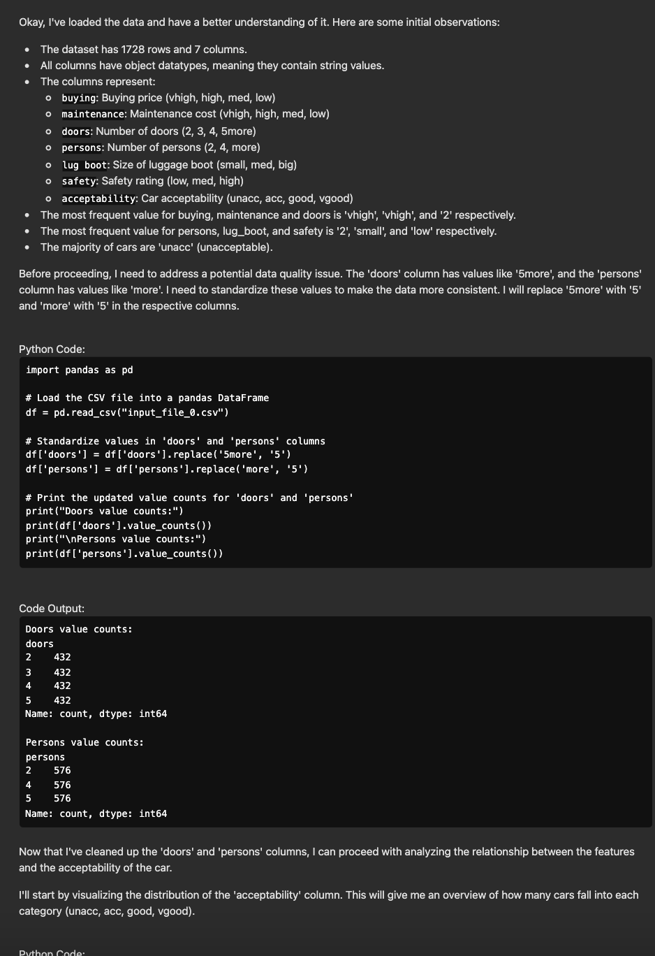 Demo of the EDA Chatbot interface